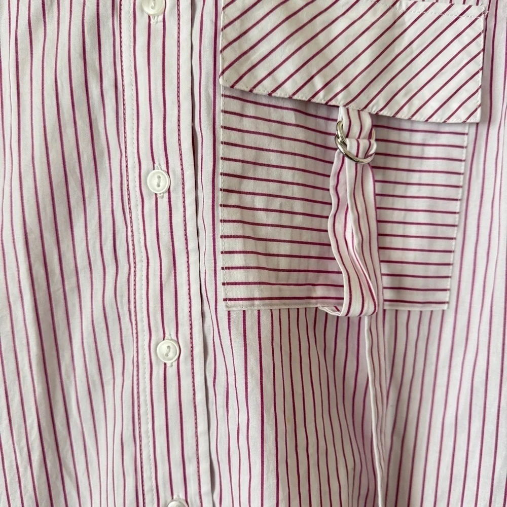 Parker Pin Striped Button Up Cotton Shirt Top size XS
